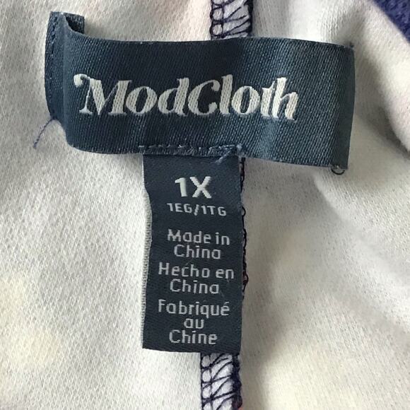 MODCLOTH Keeping Score Navy Blue Floral Stretch Mini Skirt Skort sz 1X  XL 14 16 - Picture 5 of 8